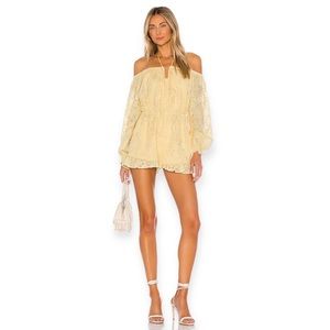 NWT Tularosa Ida Romper Balloon Sleeve Ruffle Hem Playsuit in Lemon Drop Small